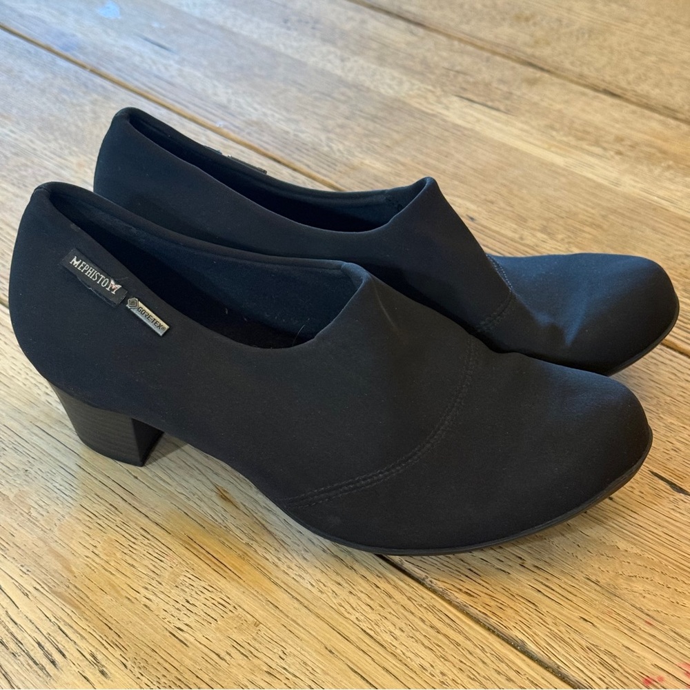 Mephisto Shoes Womens 6 Black Mila GORE-TEX Dress Pumps Low Block Heel Slip On